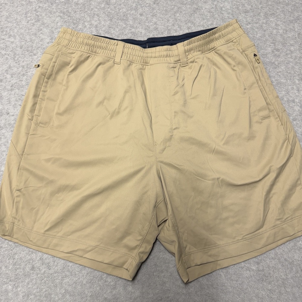 Birddogs Shorts Mens 2XL Beige 7in Lined Stretch Drawstring Athletic Gym